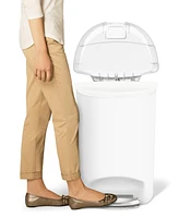 simplehuman 13 Gallon Plastic Semi-Round Step Kitchen Trash Can with Soft-Close Locking Lid