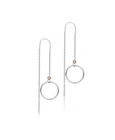 Genevive Classic Sterling Silver Two-Tone Dangling Earrings