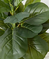 Artificial Fiddle 3' Leaf Fig Tree with Handmade Cotton Jute Woven Basket Diy Kit