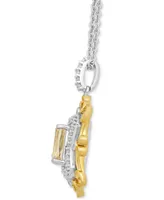 Enchanted Disney Fine Jewelry Citrine (7/8 ct. t.w.) & Diamond (1/5 ct. t.w.) Belle Pendant in Sterling Silver & 14k Gold, 16" + 2" extender