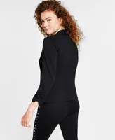 Bar Iii Women's Ruched 3/4-Sleeve Knit Blazer, Created for Macy's