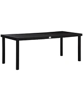 Outsunny Outdoor Dining Table for 8, Aluminum, Plastic, Woodgrain