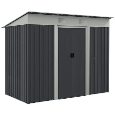 Outsunny 7' x 3.6' Metal Outdoor Garden Storage Shed w/ Vents,