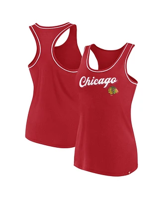 Women's Fanatics Red Chicago Blackhawks Wordmark Logo Racerback Scoop Neck Tank Top