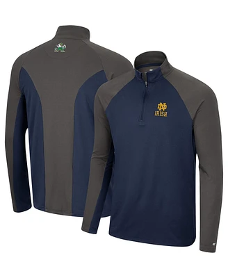 Men's Colosseum Navy, Charcoal Notre Dame Fighting Irish Two Yutes Raglan Quarter-Zip Windshirt