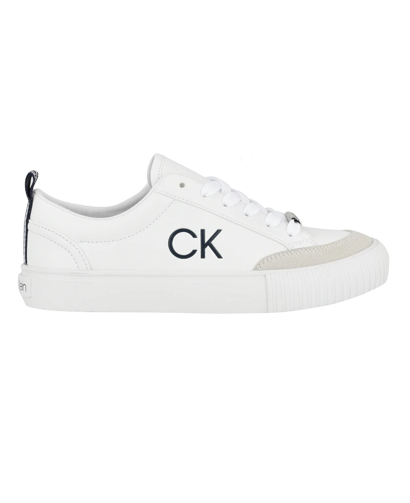 Calvin Klein Women's Lariss Round Toe Lace-up Casual Sneakers - White Multi