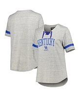 Women's Heather Gray Kentucky Wildcats Plus Size Lace-Up T-shirt