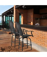 Outsunny Set of 2 Outdoor Swivel Bar Stools for Backyard Balcony Poolside