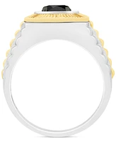 Men's Black Diamond Statement Ring (1 ct. t.w.) in Sterling Silver & 14k Gold-Plate