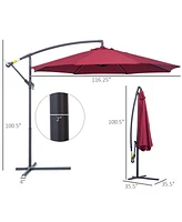 10' Cantilever Hanging Tilt Offset Patio Umbrella,