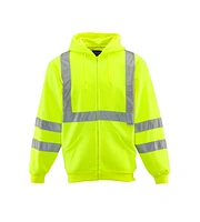 RefrigiWear Men's HiVis Hooded Sweatshirt - High-Visibility, Insulated Work Hoodie, Reflective, Warm, Durable, Cold-Weather Safety Gear