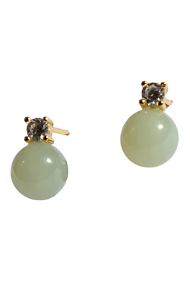 Esther — Green jade and zircon stud earrings