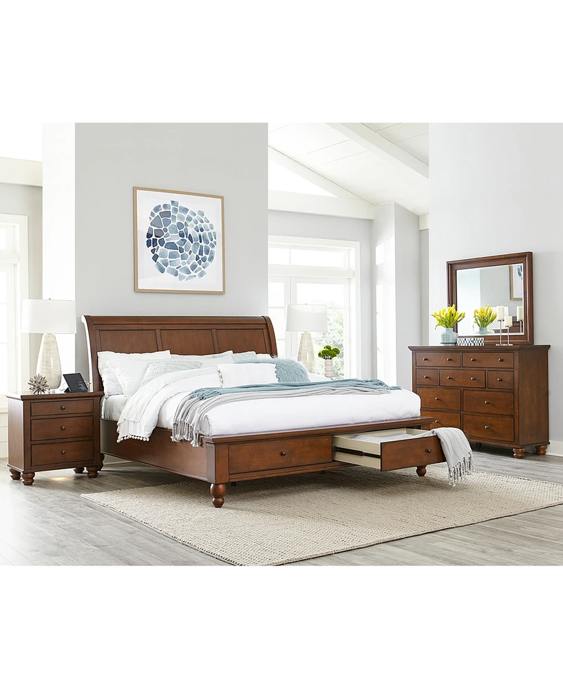 Closeout! Cambridge Brown King Sleigh Storage Bed