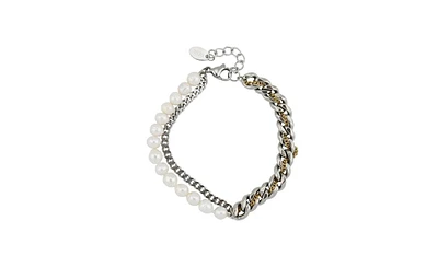 Rebl Jewelry Nour Pearl and Chain Bracelet