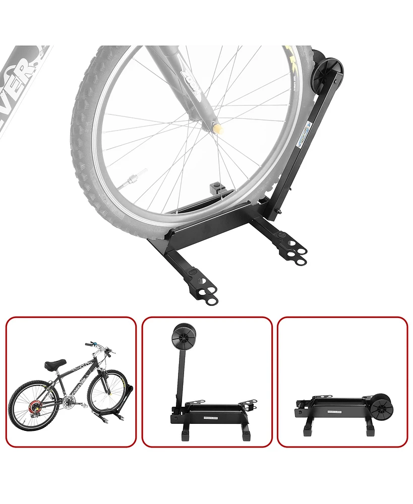 Bike Floor Stand - Foldable Bicycle Rack with Connection Points for Touchless Parking of Multiple Mountain, Road, or Bmx Bikes by Rad Sportz (Black)