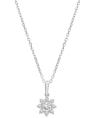 Diamond Star Flower Pendant Necklace (1/3 ct. t.w.) in 14k Gold, 15" + 3" extender