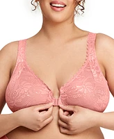 Glamorise Women's Full Figure Plus Wonderwire Front Close Stretch Lace Bra 9245