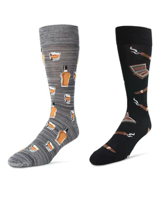 MeMoi Men's Crew Drink Assortment Socks, Pair of 2
