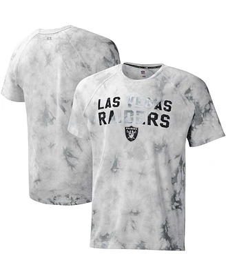 Men's Msx by Michael Strahan Gray Las Vegas Raiders Resolution Tie-Dye Raglan T-shirt