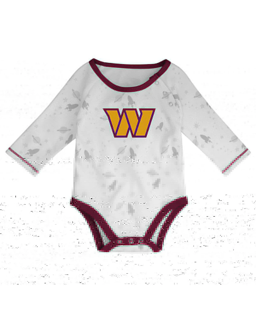 Newborn and Infant Boys Girls White, Burgundy Washington Commanders Dream Team Onesie Pants Hat Set
