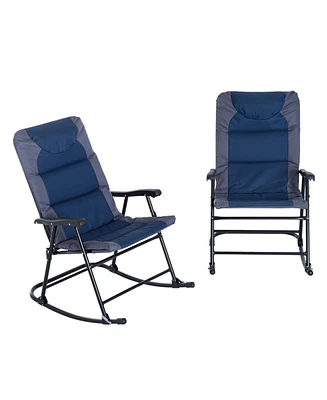 Outsunny 2PC Folding Outdoor Furniture Set, 2 Rocking Chairs,