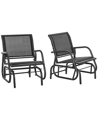 Outsunny Outdoor Glider with Breathable Mesh Fabric Curved Armrests,