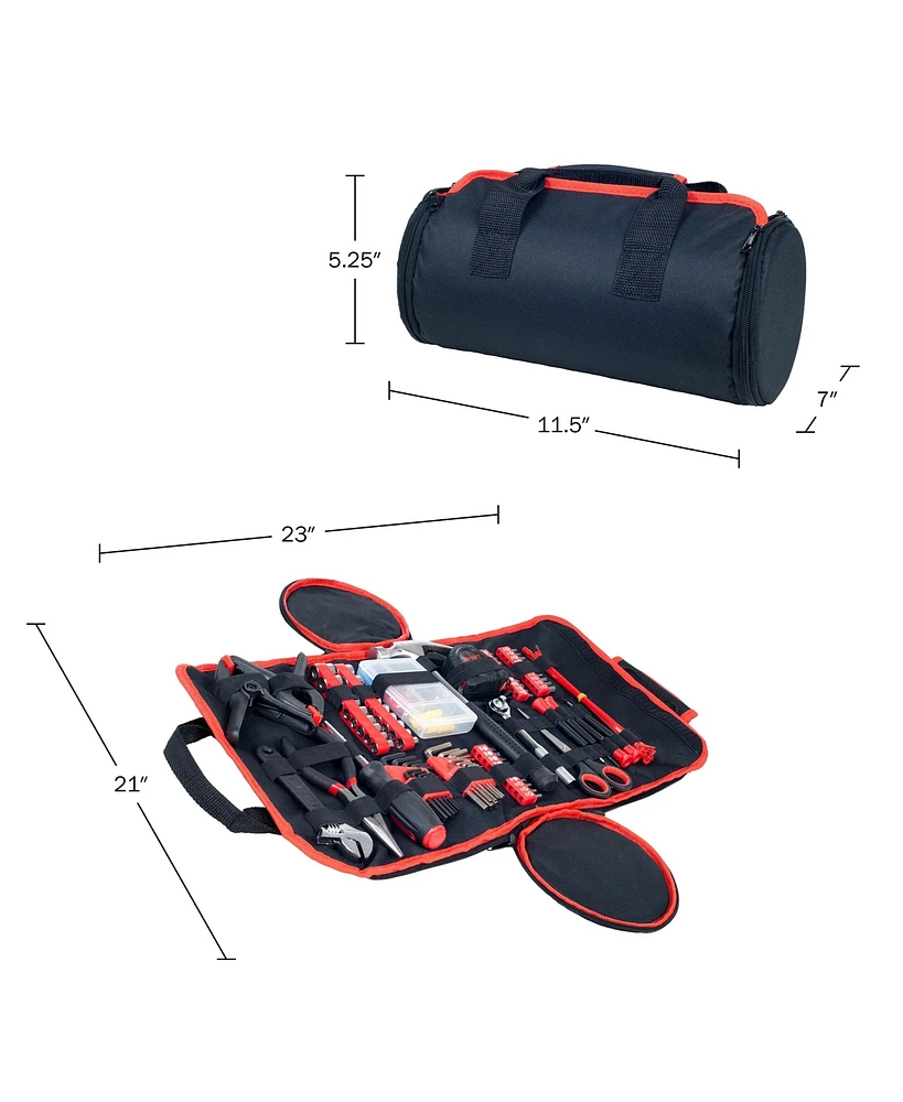 86-Piece Household Hand Tool Set with Roll-Up Bag Tool Kit with Screwdrivers, Pliers, Wrenches, and More Great for the Home or Car by Stalwart