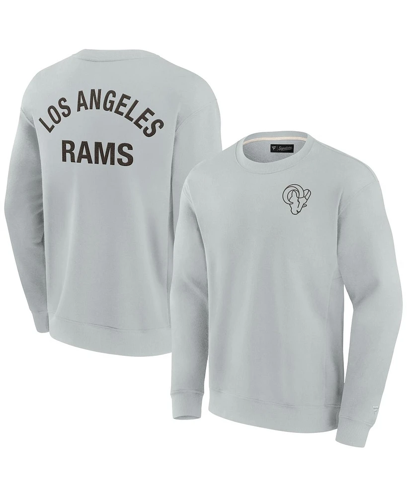 Men's and Women's Fanatics Signature Gray Los Angeles Rams Super Soft Pullover Crew Sweatshirt