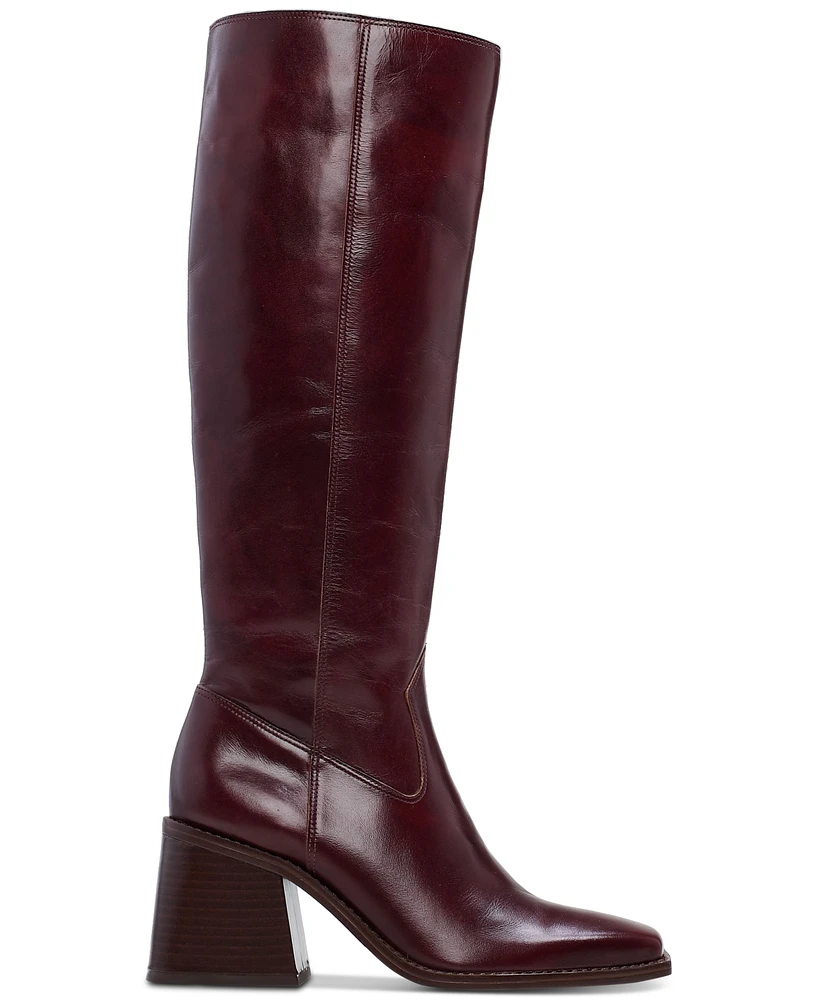Vince Camuto Womens's Sangeti Snip-Toe Block-Heel Wide-Calf Knee-High Boots