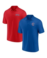 Men's Fanatics Royal, Red Chicago Cubs Dueling Logos Polo Shirt Combo Set