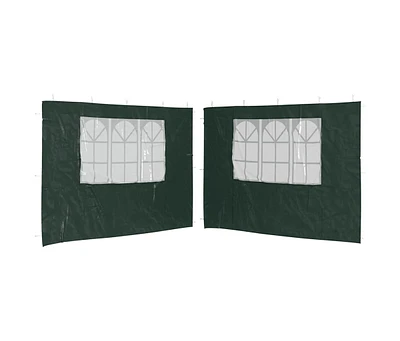 vidaXL Party Tent Sidewall 2 pcs with Window Pe Green