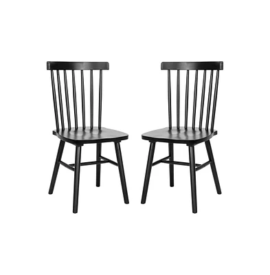 Torrin Set Of Two Premium Solid Wood Spindle Back Dining Chairs With Saddle Seats And Floor Protectant Felt Pads