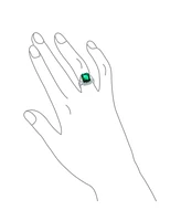 Bling Jewelry 7CT Cubic Zirconia Cz Pave Rectangle Green Emerald Cut Statement Fashion Ring Rhodium Plated Brass