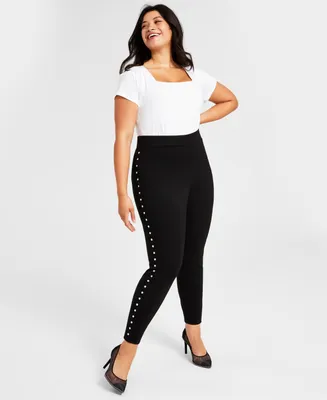 Bar Iii Plus Side-Studded Leggings, Created for Macy's