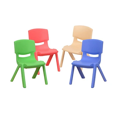 4 Pack Plastic Stackable Pre-k/School Chairs With 10.5"H Seat