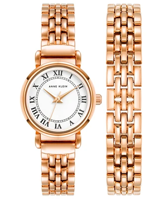 Anne Klein Women's Quartz Rose Gold-Tone Alloy Watch 24mm Set