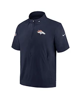 Men's Nike Navy Denver Broncos Sideline Coach Short Sleeve Hoodie Quarter-Zip Jacket