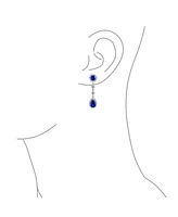 Bling Jewelry Statement Teardrop Pave Crown Halo Cubic Zirconia Cz Dangle Chandelier Clip On Earrings Non-Pierced