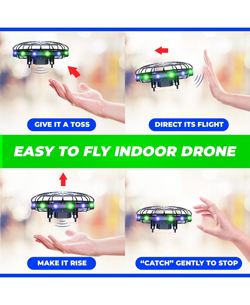 Force1 Scoot Led Hand Operated Drone for Kids or Adults - Green/Blue