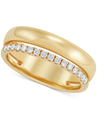 Diamond Double Row Ring (1/5 ct. t.w.) in 14k Gold-Plated Sterling Silver