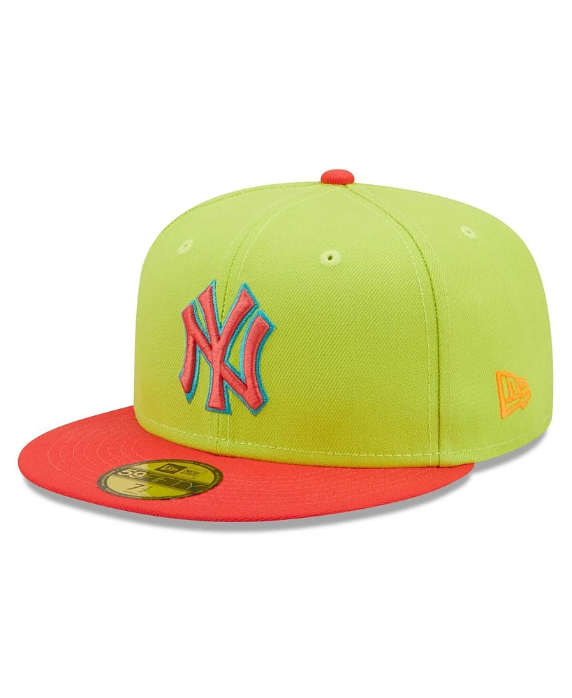 Men's New Era Green, Red York Yankees Cyber Highlighter 59FIFTY Fitted Hat