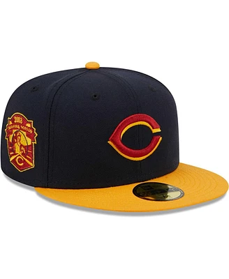Men's New Era Navy, Gold Cincinnati Reds Primary Logo 59FIFTY Fitted Hat