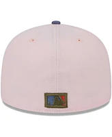Men's New Era Pink, Blue Florida Marlins Cooperstown Collection Olive Undervisor 59FIFTY Fitted Hat