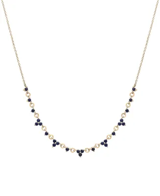 Black Sapphire Mini Cluster 17" Collar Necklace (7/8 ct. t.w.) in 14k Gold-Plated Sterling Silver