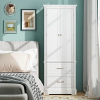 62'' Tall Bathroom Freestanding Floor Storage Cabinet with 2 Doors Shelves Drawers