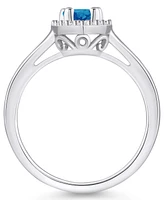 Macy's London Blue Topaz (1 ct. t.w.) and Diamond (1/5 Halo Ring 14K White Gold