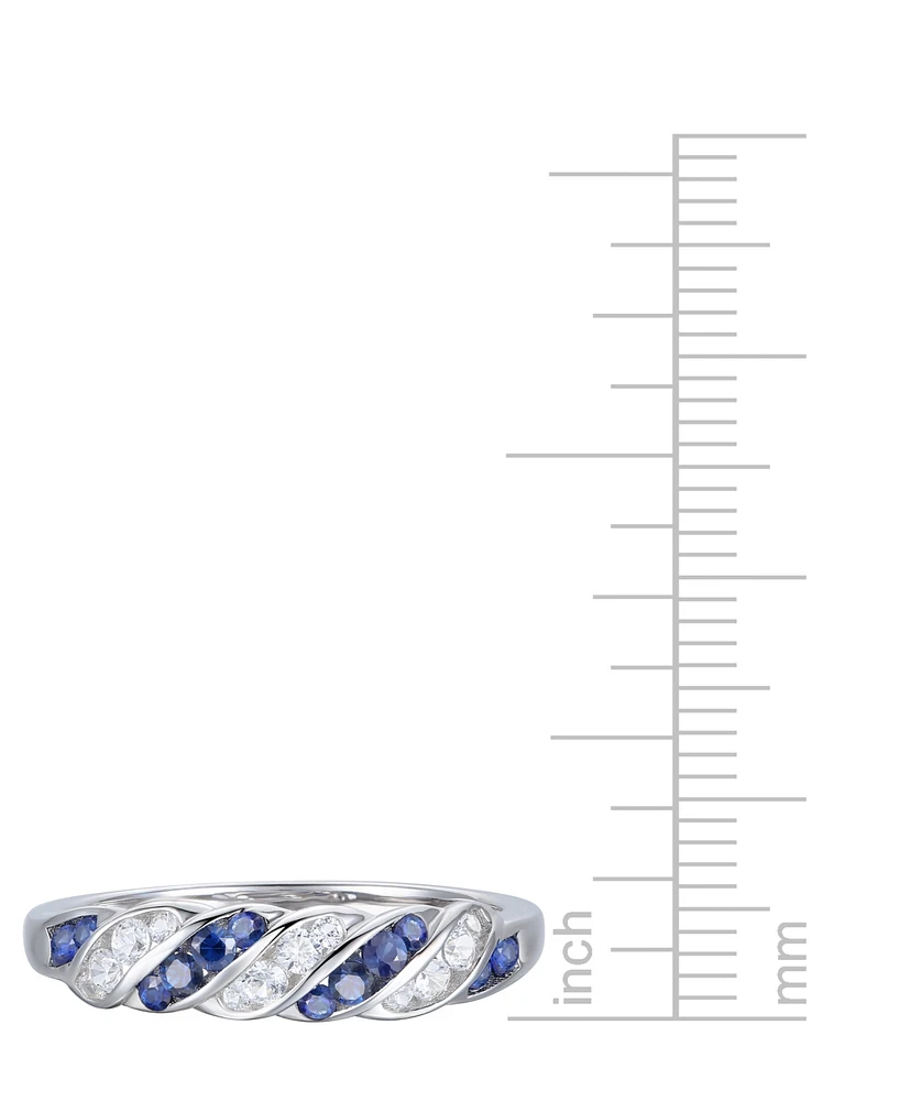 Emerald (1/5 ct. t.w.) & Diamond Swirl Band Sterling Silver (Also Ruby Sapphire)