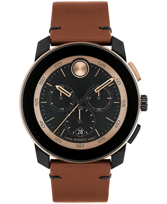 Movado Men's Bold TR90 Swiss Quartz Chronograph Cognac Leather Watch 44mm
