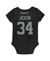 Newborn and Infant Boys and Girls Mitchell & Ness Bo Jackson Black Las Vegas Raiders Retro Name and Number Bodysuit