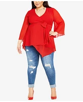 Plus Arya Wrap Tie Waist Top